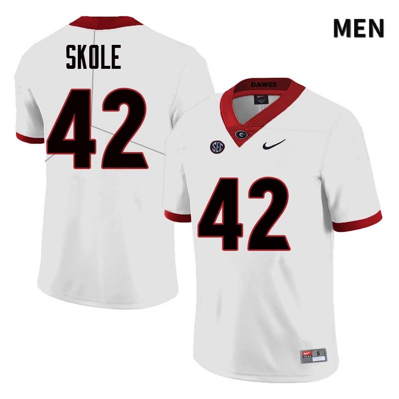 Georgia Bulldogs Men's Jake Skole #42 White Stitched College UGA Football Jersey 23EU016DN